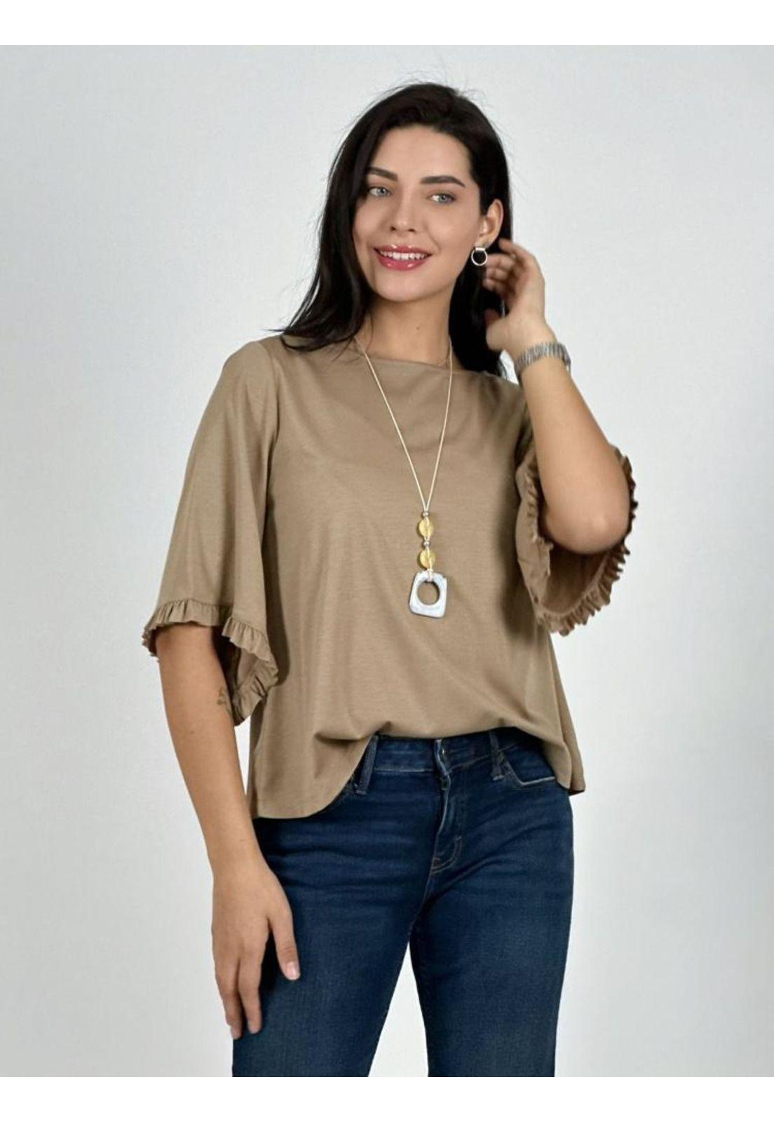 Blusa Viscosa Mangas Farolaos con Collar-1
