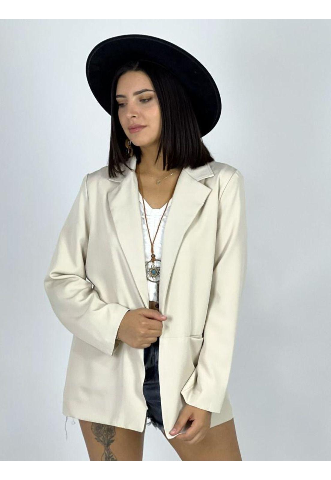 Blazer con Bolsillos sin Botón Beige-2