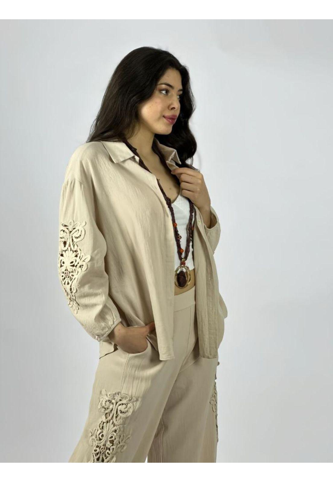 Blusa Lino Encaje en Mangas-2