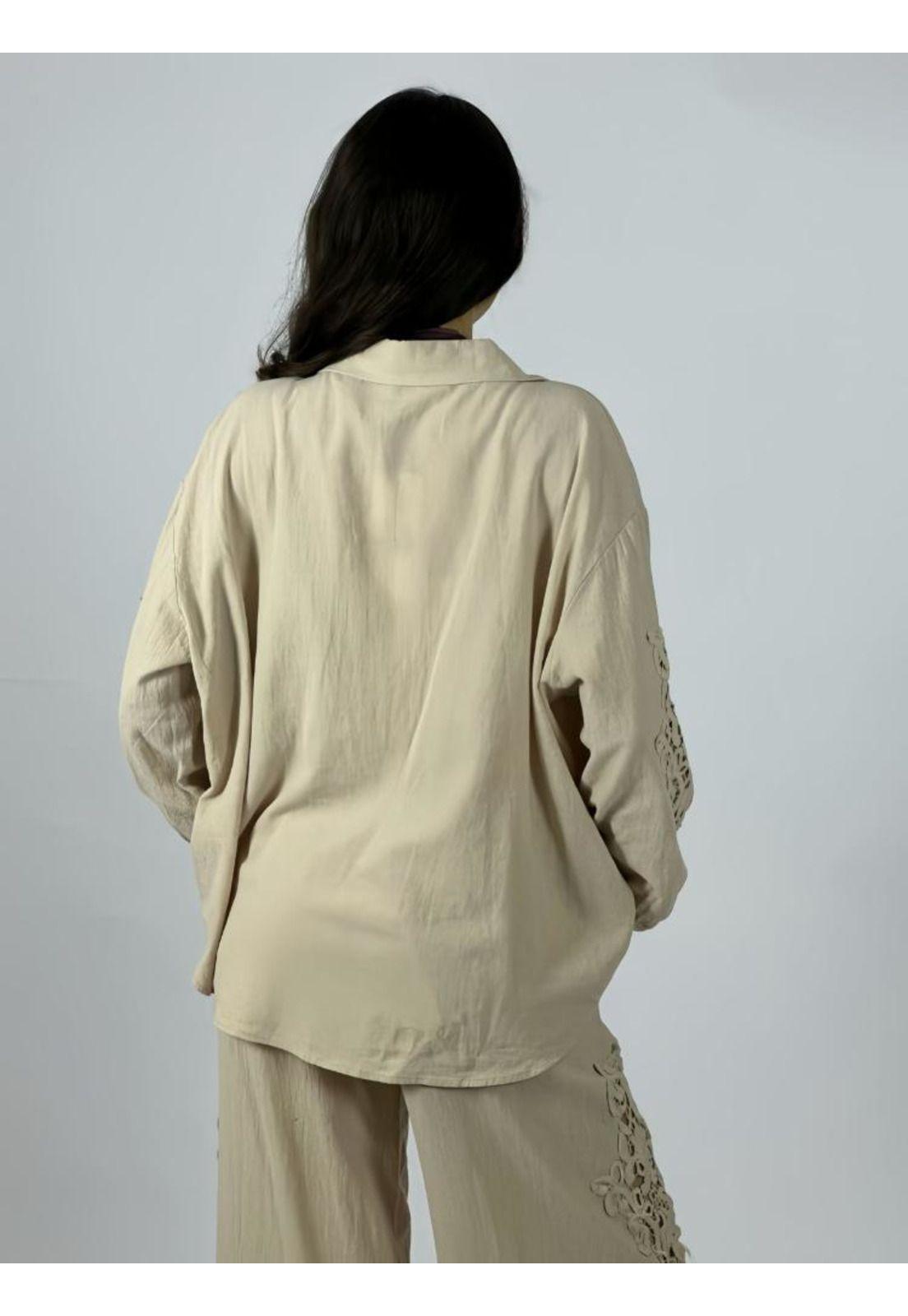Blusa Lino Encaje en Mangas-3