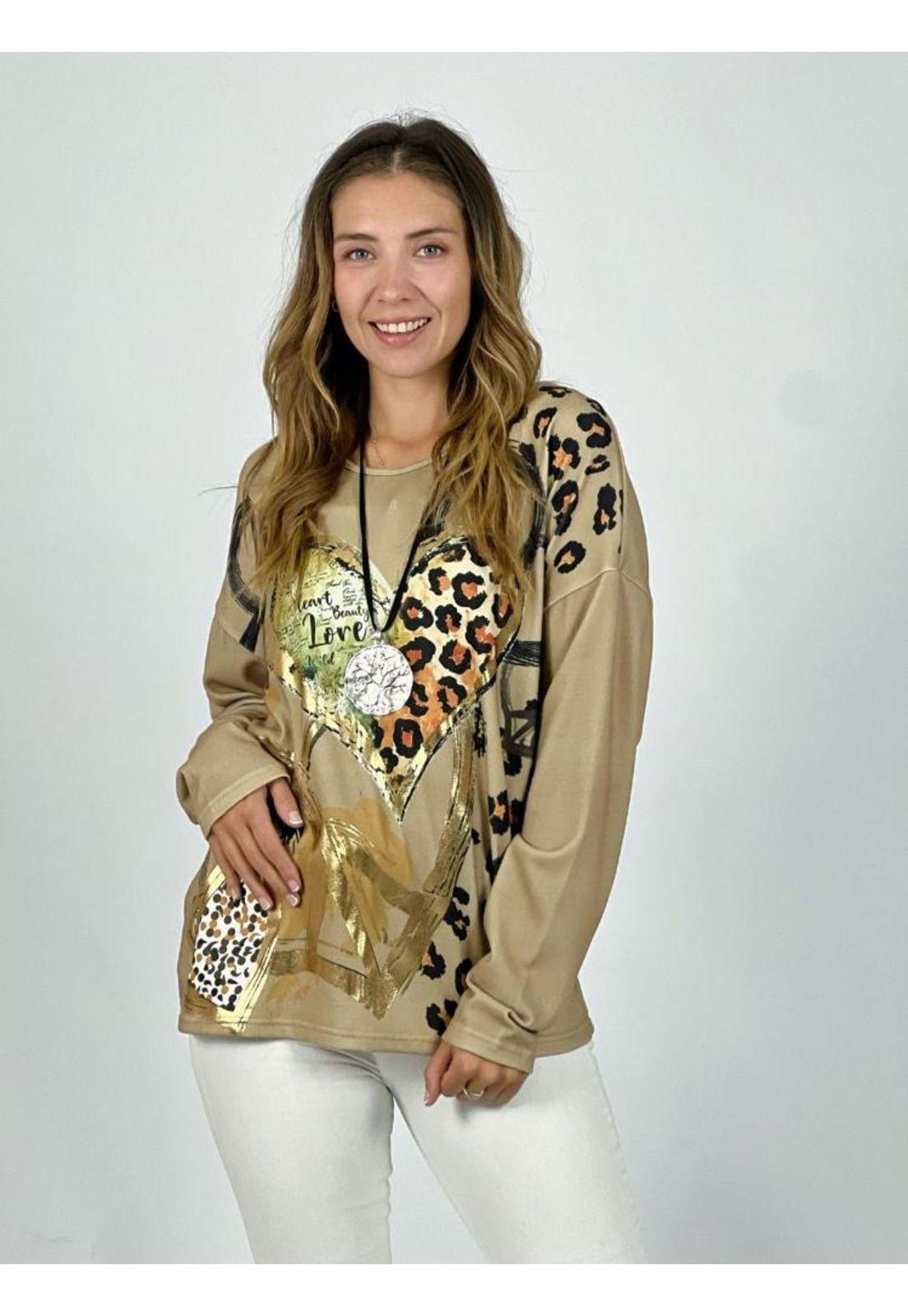 Polera Algodón Estampado Corazones Print-0