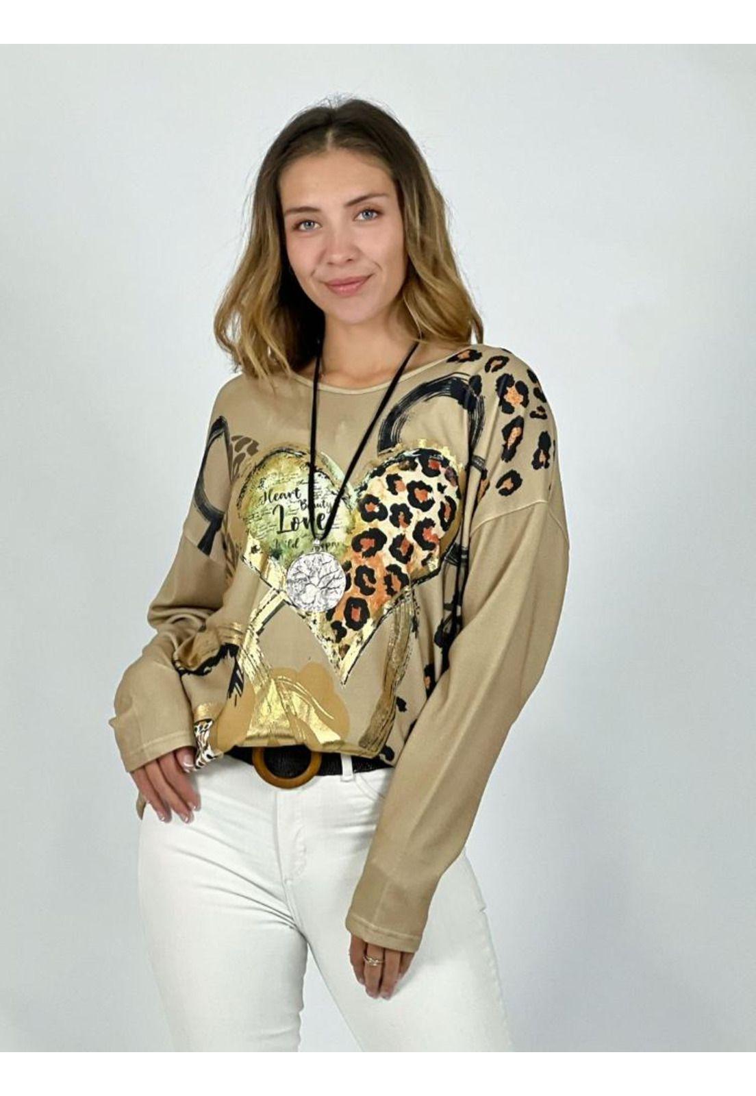 Polera Algodón Estampado Corazones Print-1