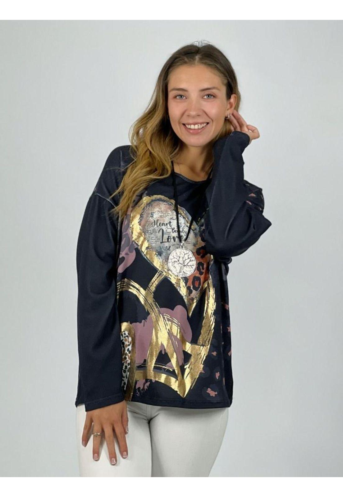 Polera Algodón Estampado Corazones Print-0