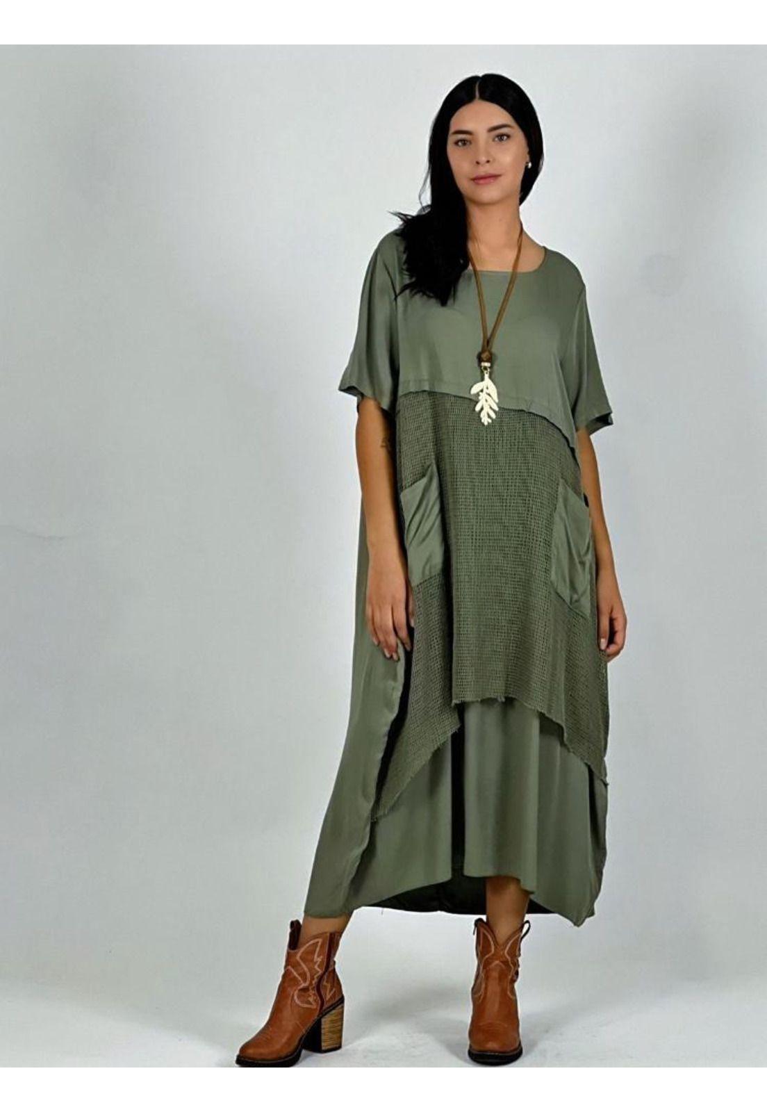 Vestido Viscosa Con Bolsillos-0