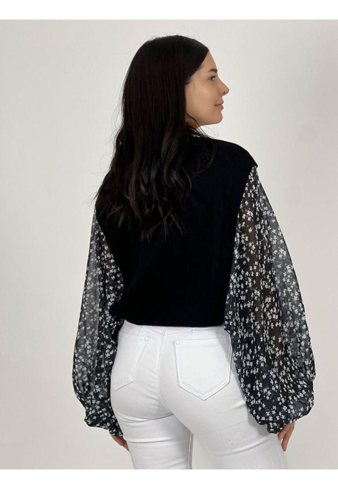 Sweater Spandex Mangas Floreadas-2