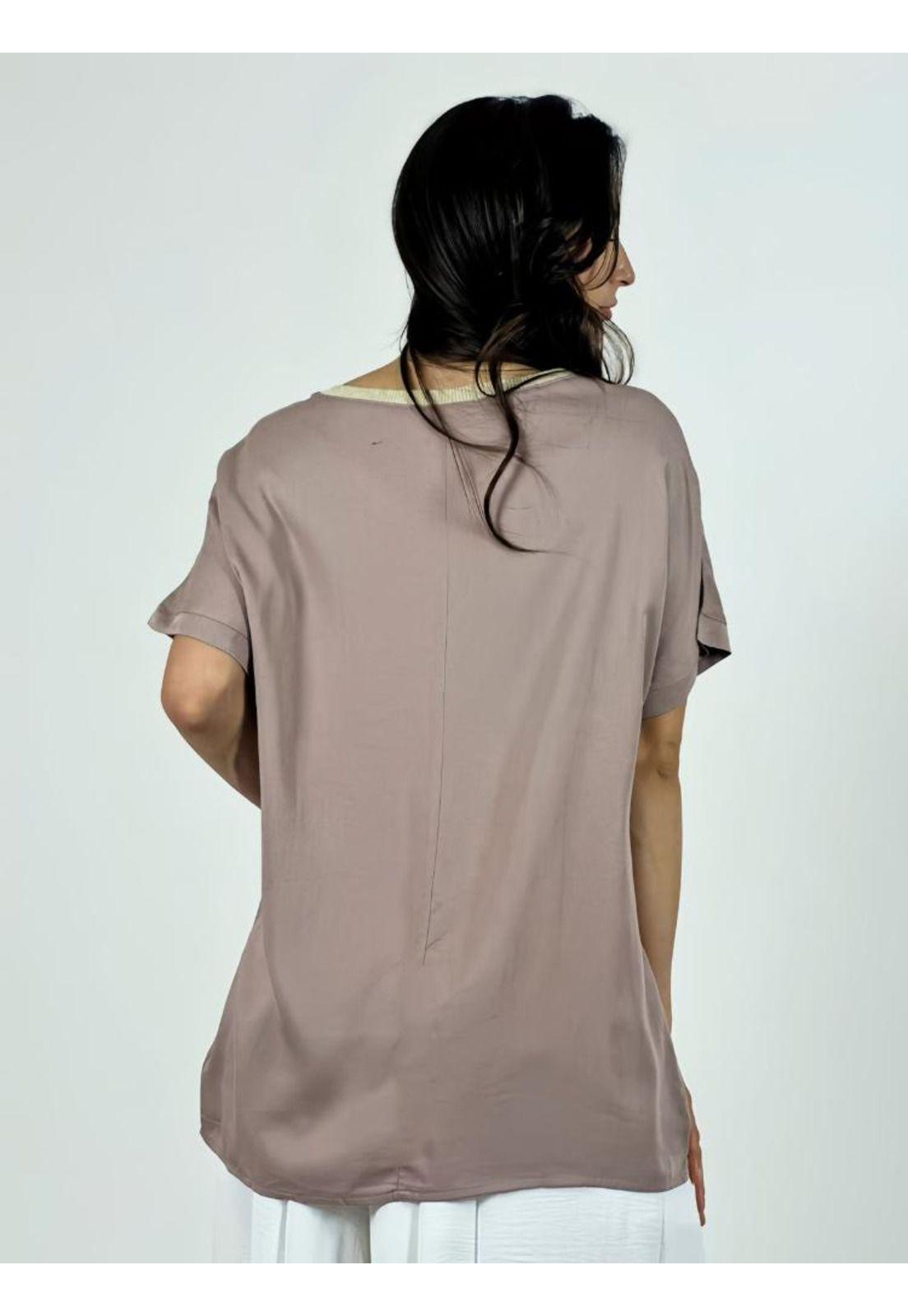 Polera Lino Flor Tejida Lineas Doradas-3