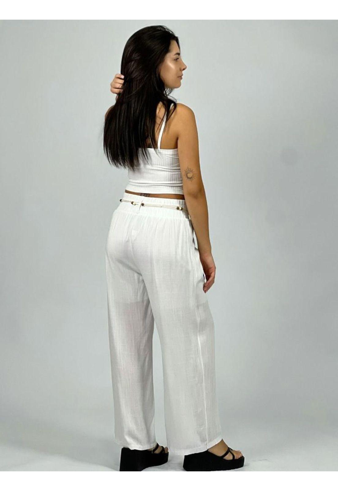 Pantalón Lino Pretina con Cinturón Beige Enigmática Boutique-2