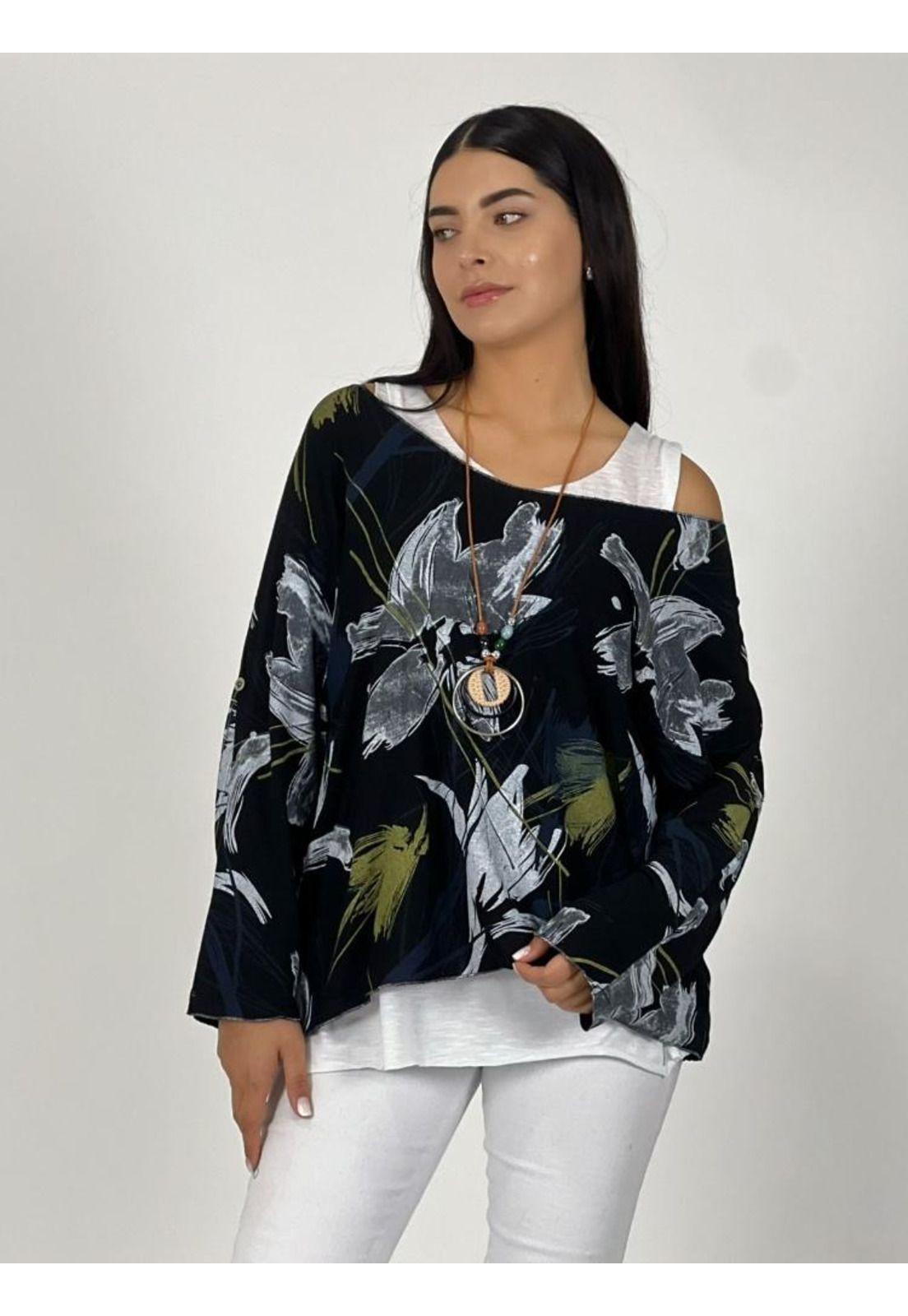 Polera Doble Estampada con Collar-1