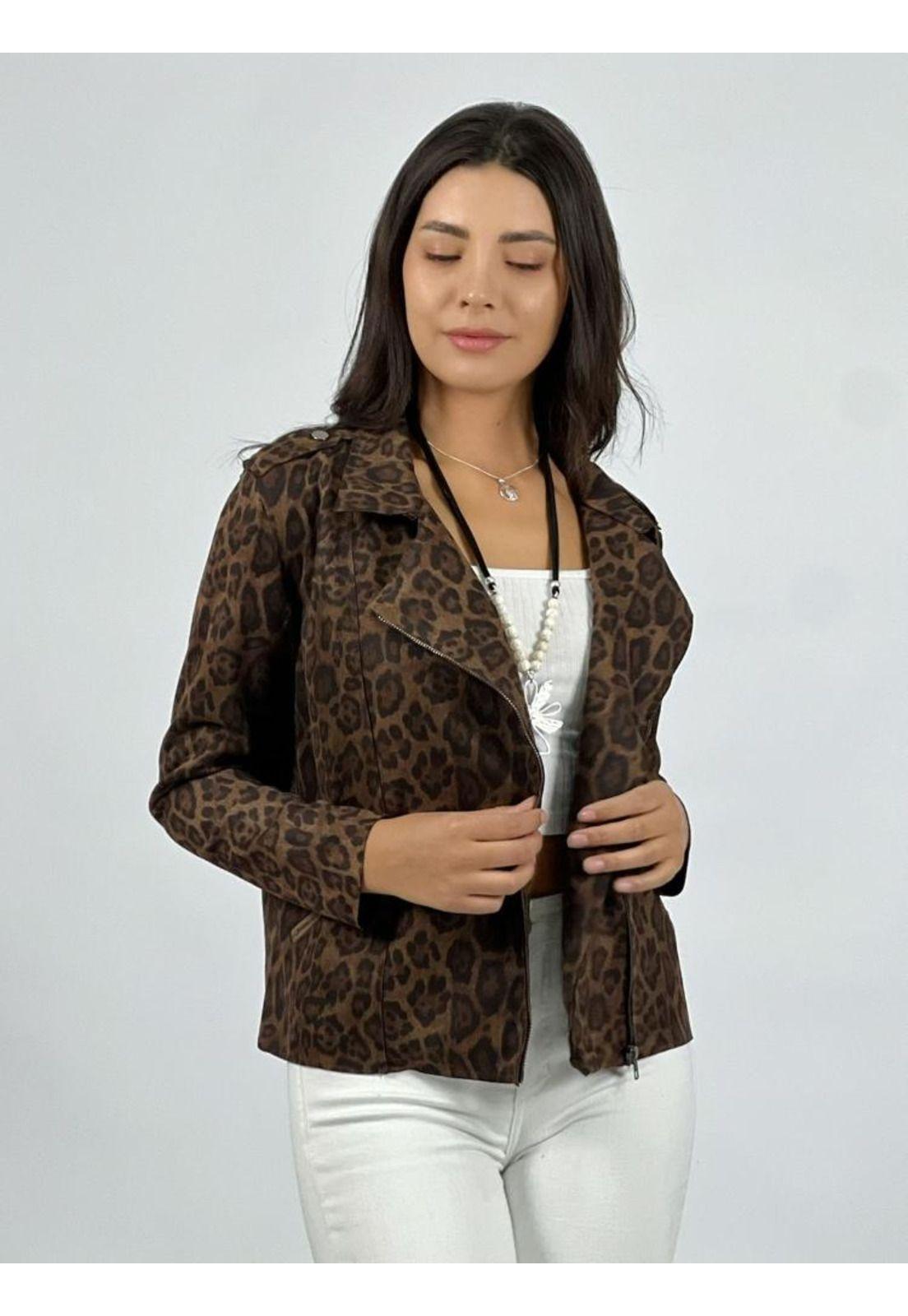 Chaqueta Gamuza Print Con Cierre Cruzado-0