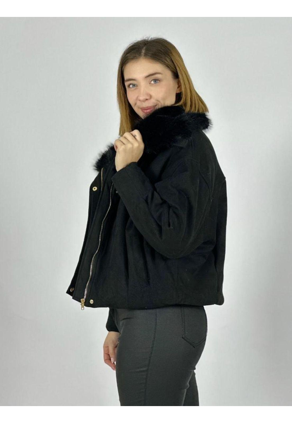 Chaqueta Gamuza Acolchada Cuello Peludo-2
