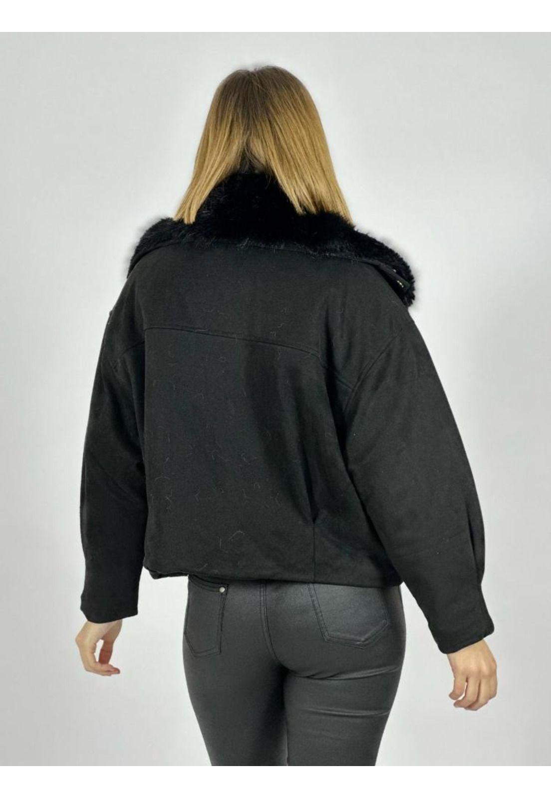 Chaqueta Gamuza Acolchada Cuello Peludo-3