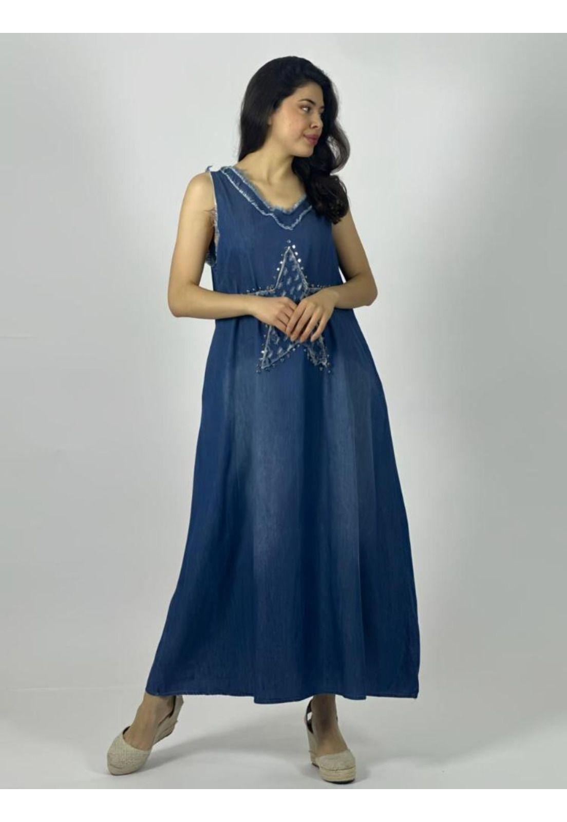 Vestido Mezclilla Sin Mangas Estrella Perlada-2
