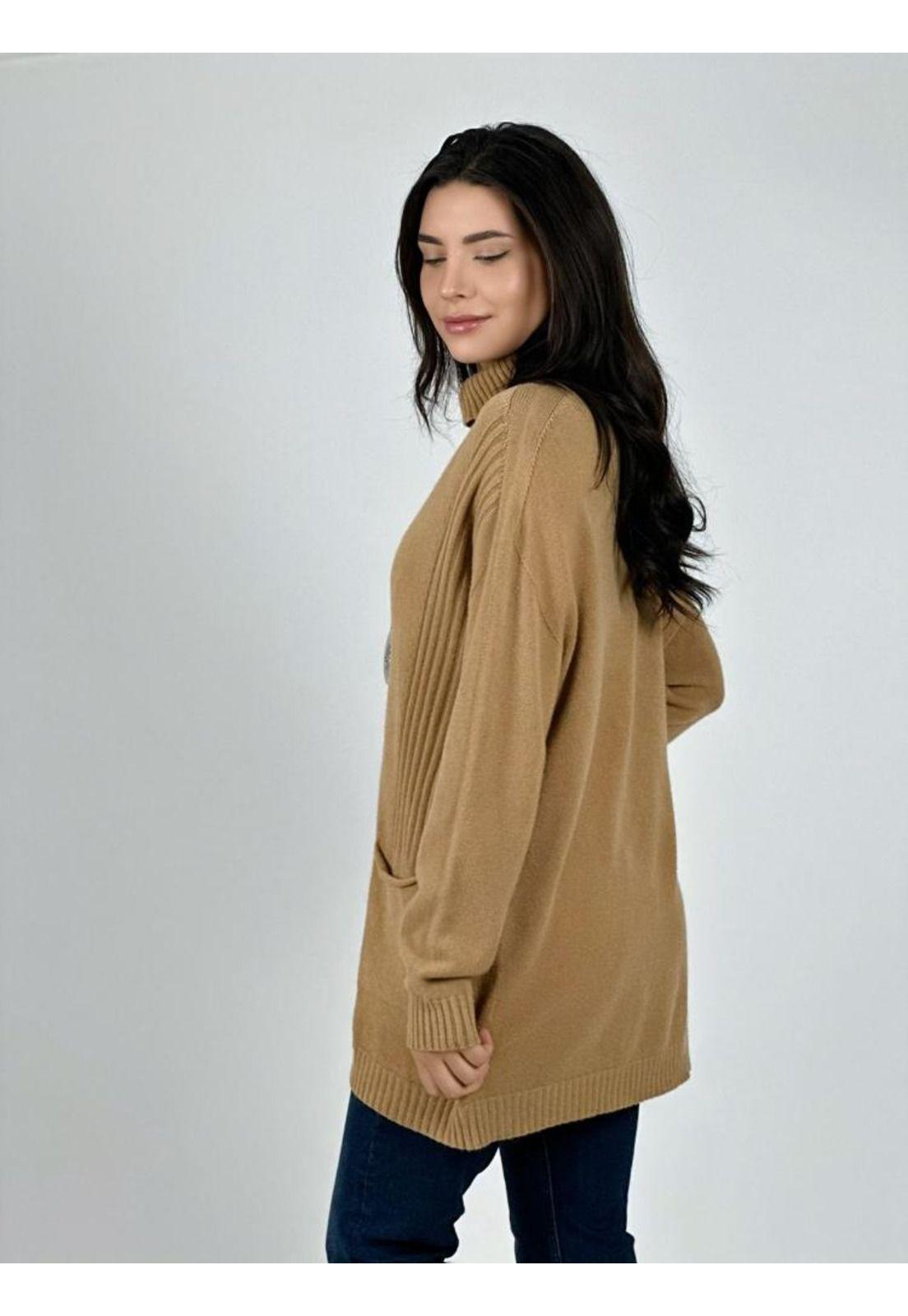 Sweater Largo Italiano De Spandex Con Bolsillos-2