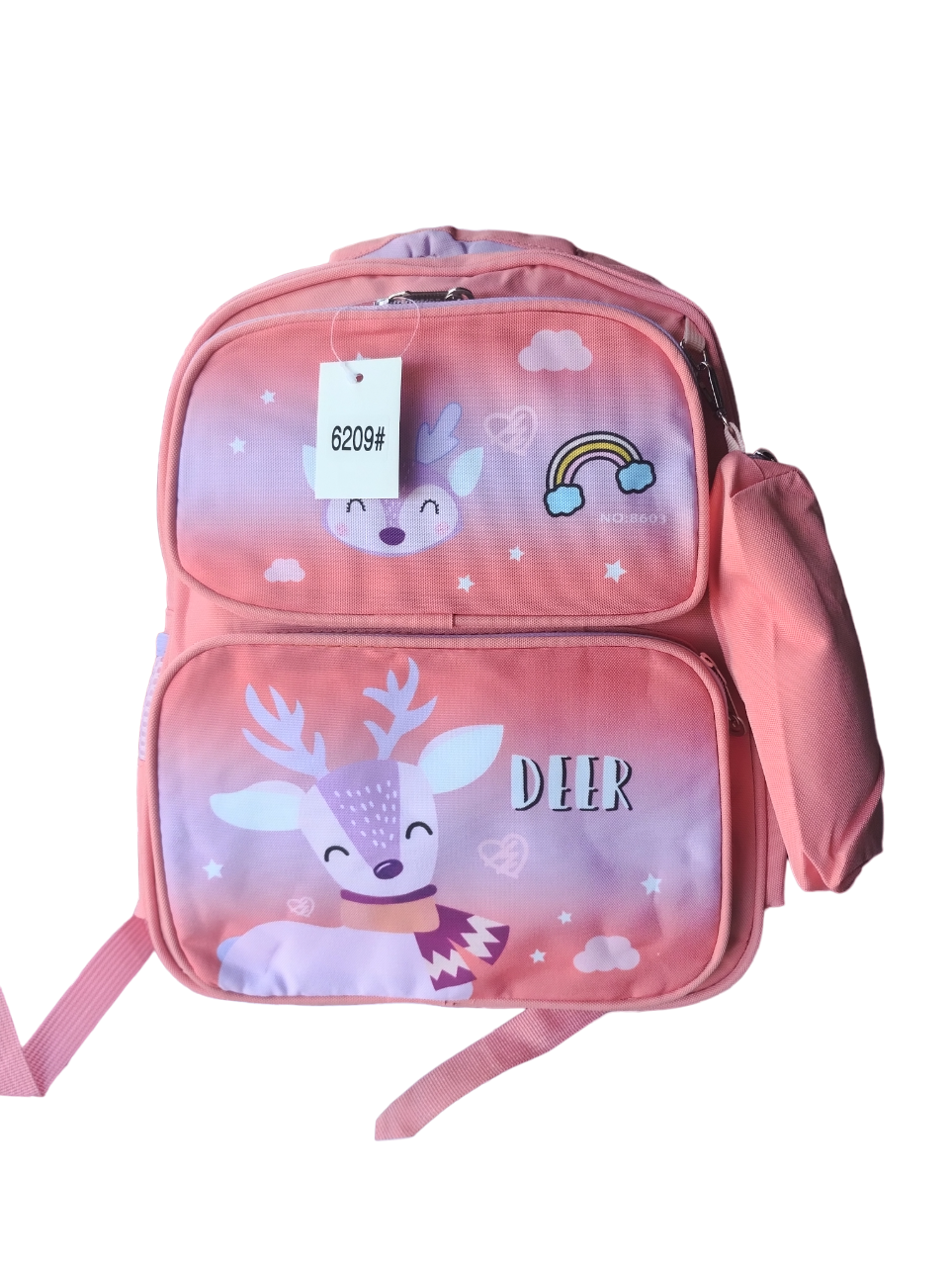 Mochila Escolar Infantil Más Estuche Ciervo Rosado-0