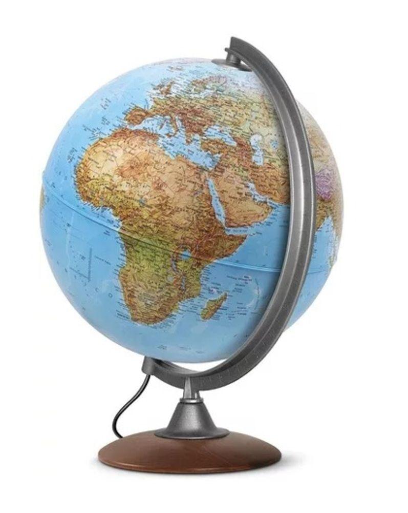 Globo Terraqueo Atlantis 30cm Azul Con Luz Y Base Madera-1