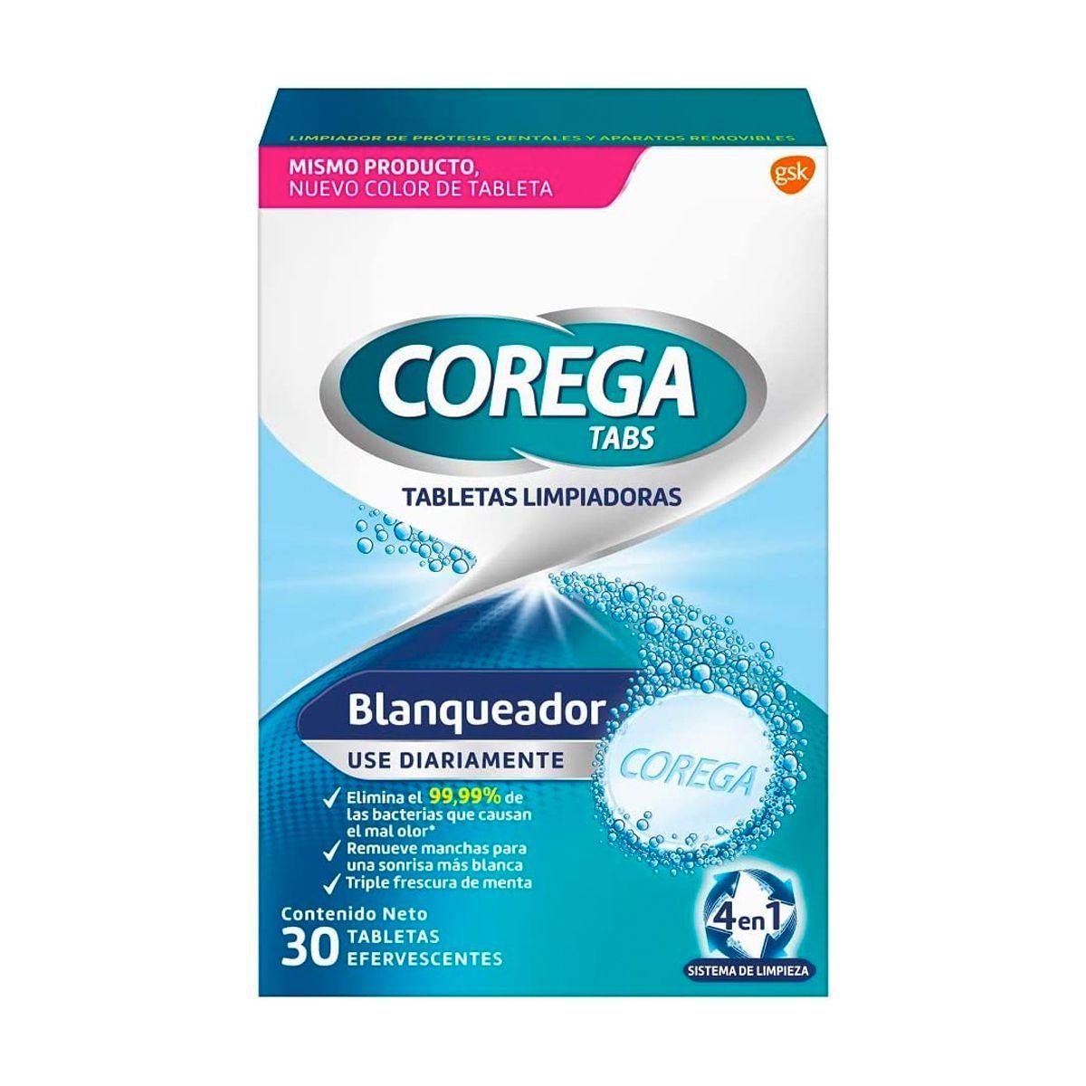 Corega Tabletas limpiadoras blanqueadoras 30 tabs-1