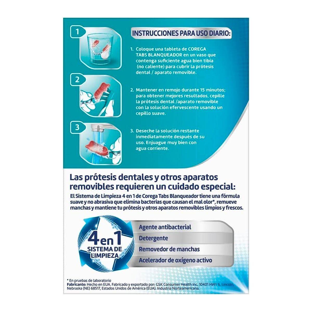 Corega Tabletas limpiadoras blanqueadoras 30 tabs-2