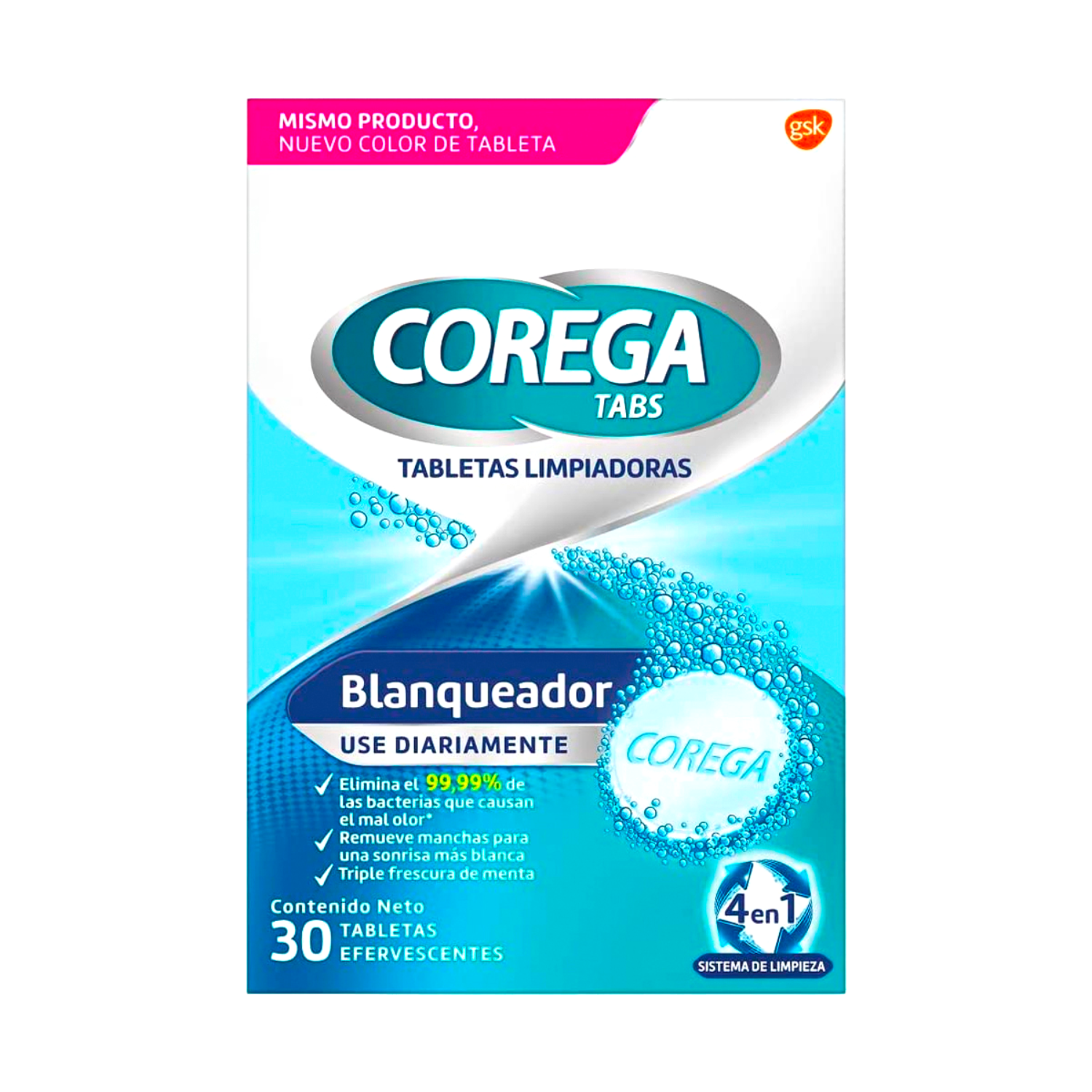 Corega Tabletas limpiadoras blanqueadoras 30 tabs-0