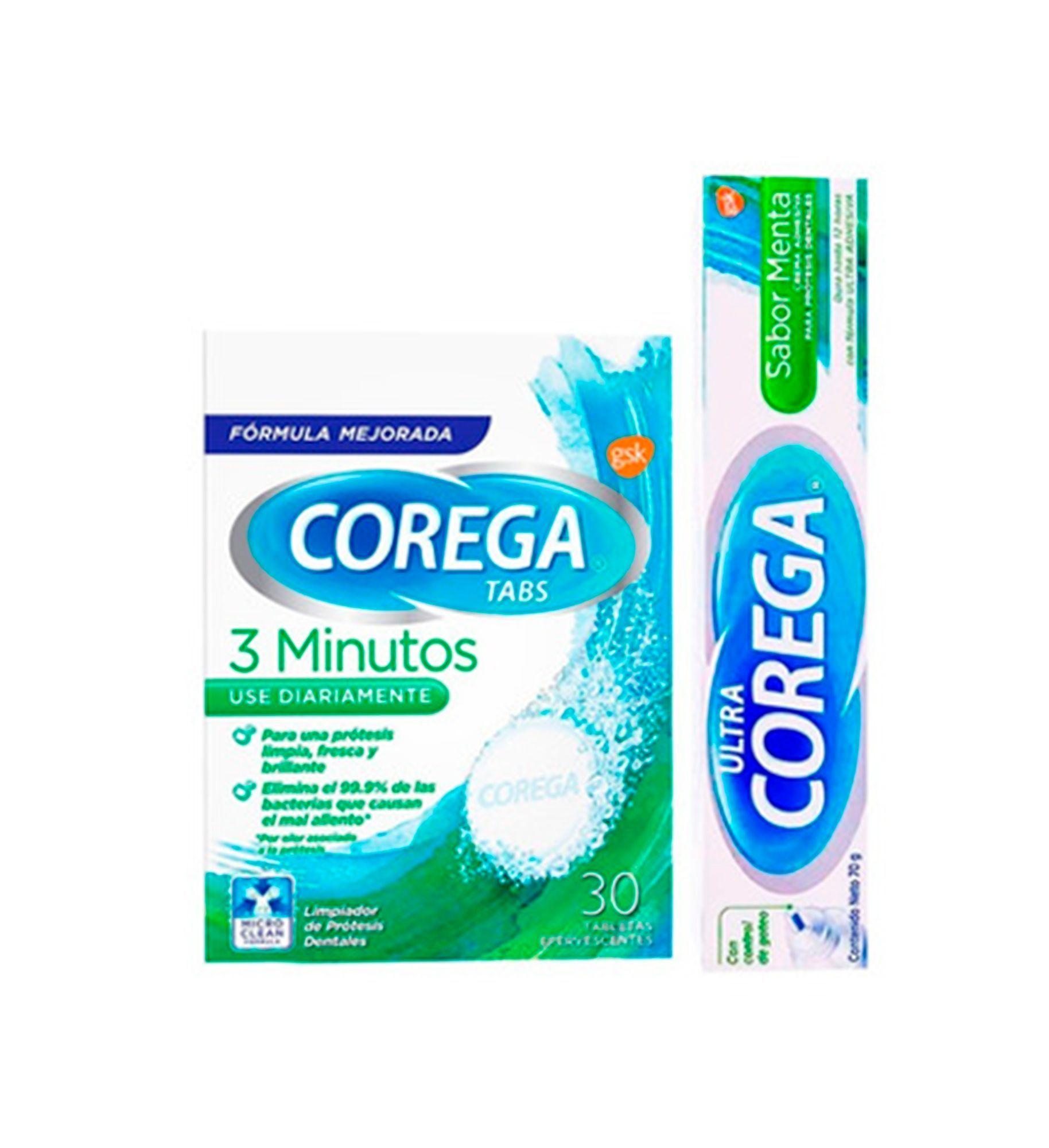 Pack De 30 Corega Tabs Más Corega Adhevido Sabor Menta 70g.-0
