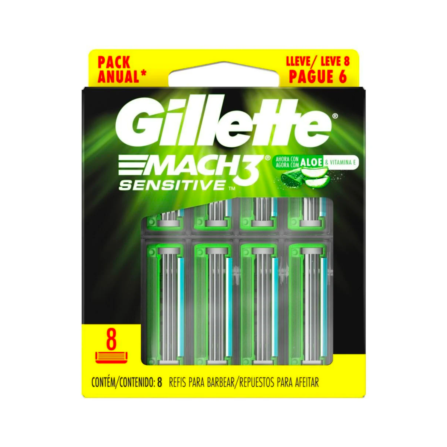 Gillette Repuestos Para Afeitar Mach 3 Sensitive 8 cartuchos-0