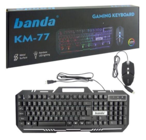 Teclado + Mouse Gamer Banda KM-77 Luz LED-0