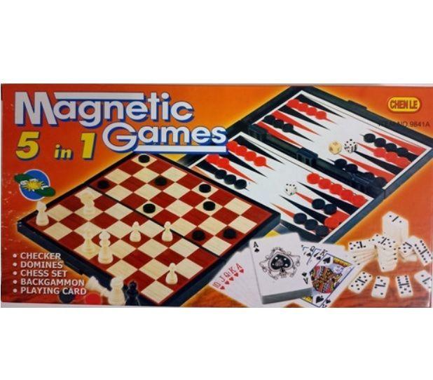 Juego mágnetico 5 en 1, Ajedrez, Damas, y otros-0