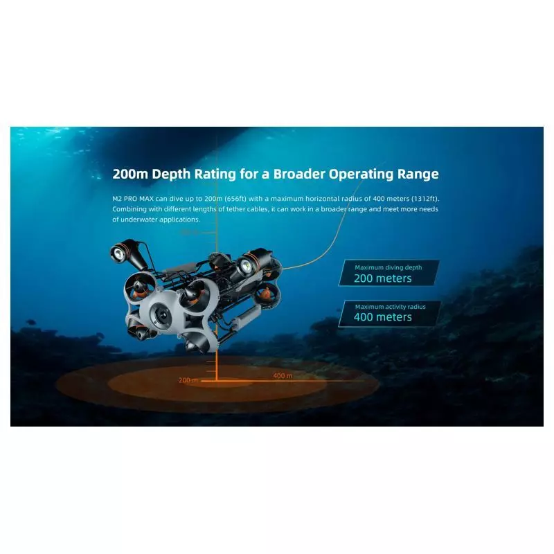 Marca Chasing M2 PRO MAX ROV Submarino Edici n Est ndar 300WH Bateria 200 Metros Maleta-2