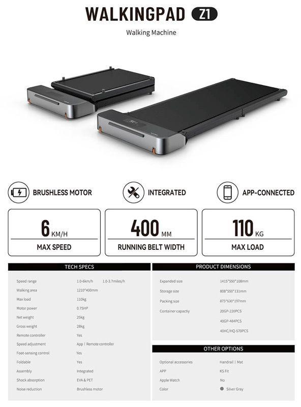 KingSmith Walkingpad  Caminadora Z1 Xiaomi Color Negro-3
