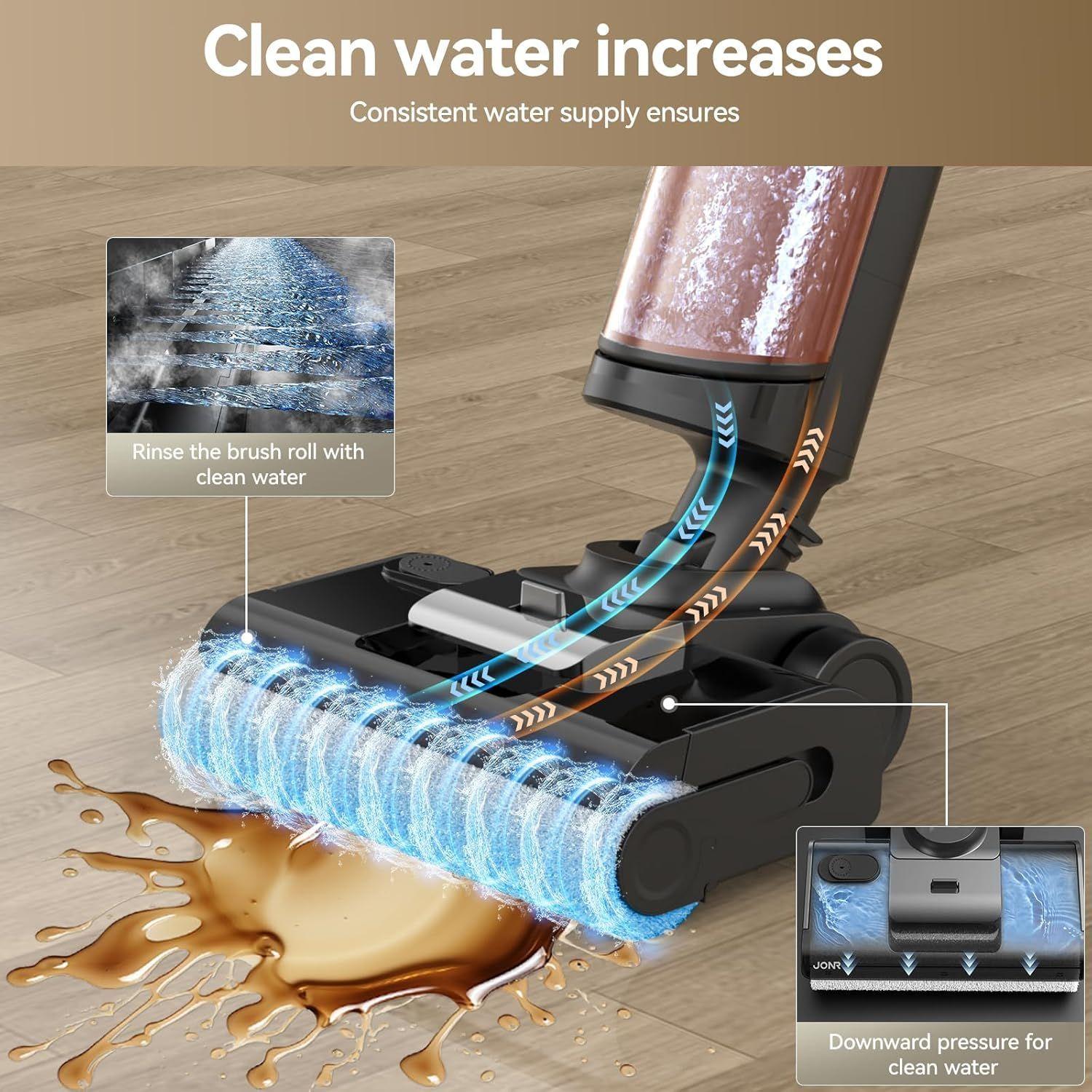 JONR ED12 Pro Max – Aspiradora inalámbrica en seco y húmedo, con diseño plano de 180°-6