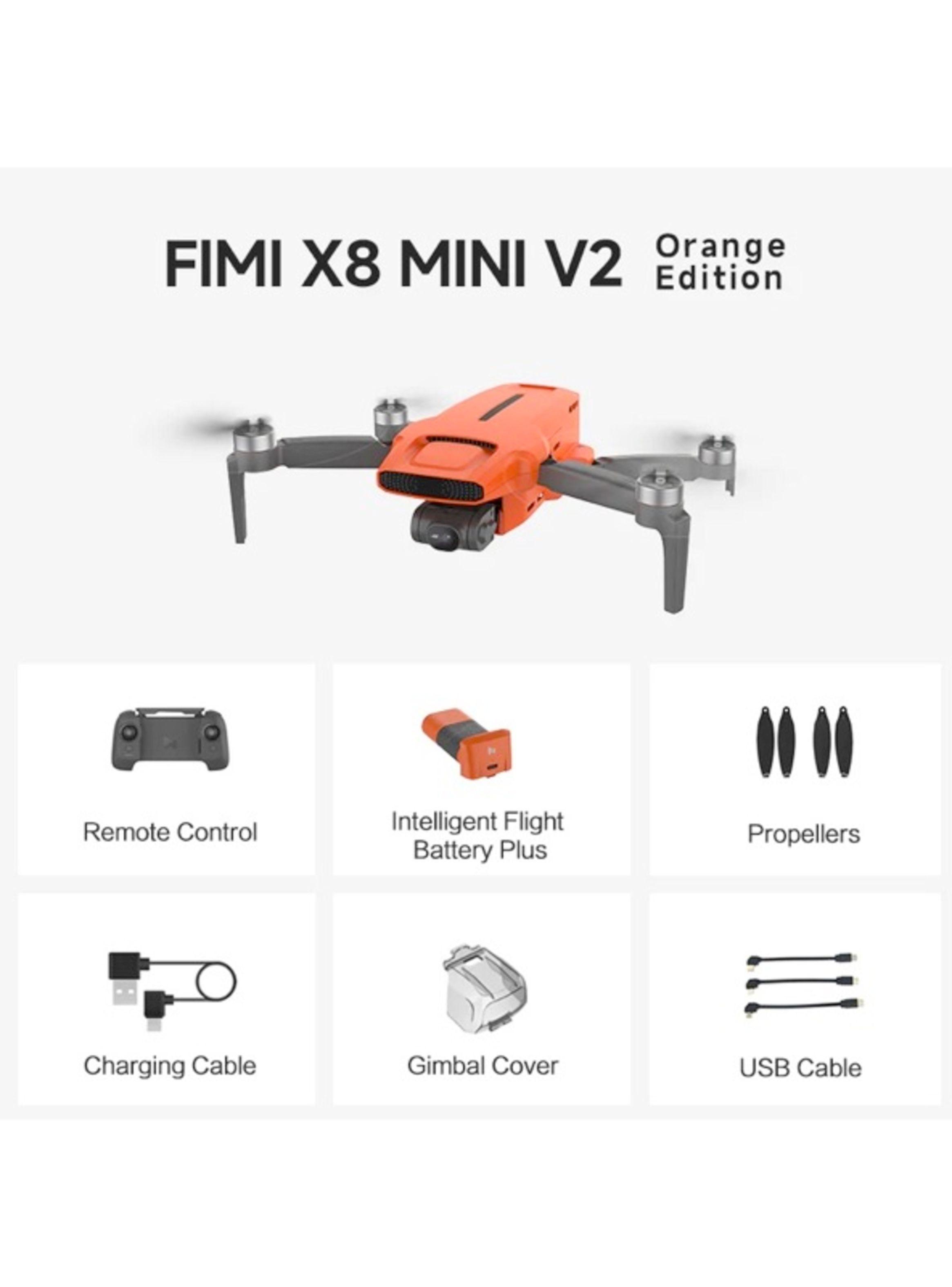 FIMI-Xiaomi Drone X8 MINI V2 PLUS FPV Con 3 ejes Mecánico Gimbal 4K Cámara Vídeo HDR (Color Naranjo)-1