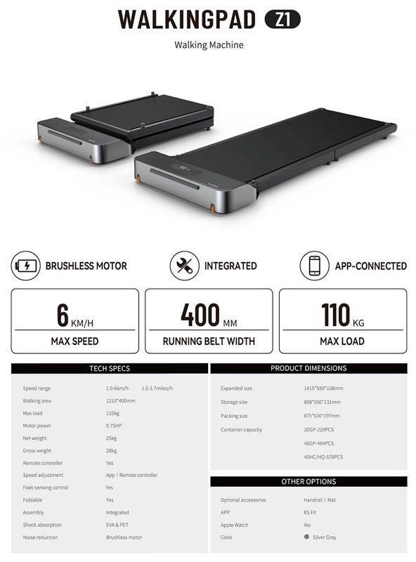 Marca KingSmith Walkingpad  Caminadora Z1 Xiaomi Color Negro-3