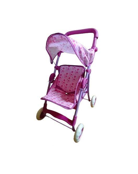 Coche de muñeca con mango y respaldo ajustable-0