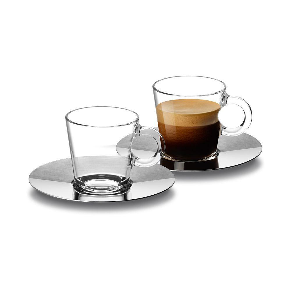 Tazas Espresso Vidrio Plateado Nespresso View 2 Tazas y Platos-0