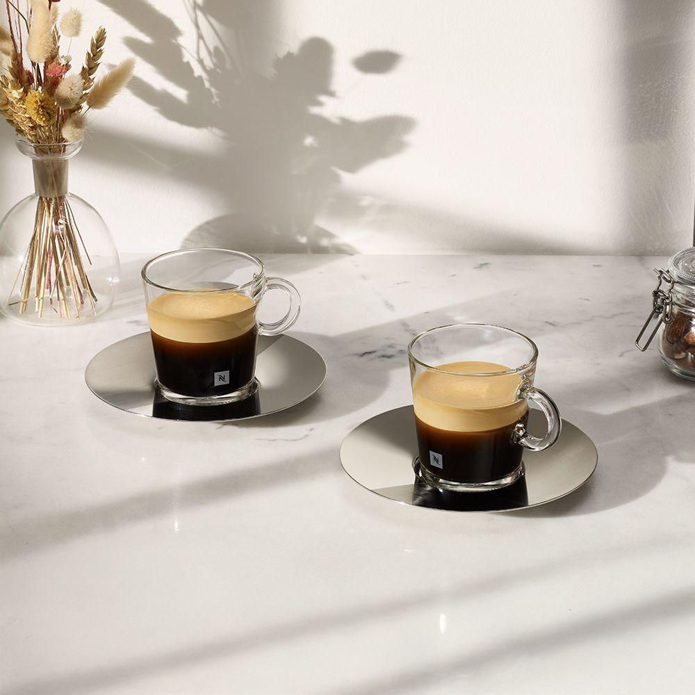 Tazas Espresso Vidrio Plateado Nespresso View 2 Tazas y Platos-1