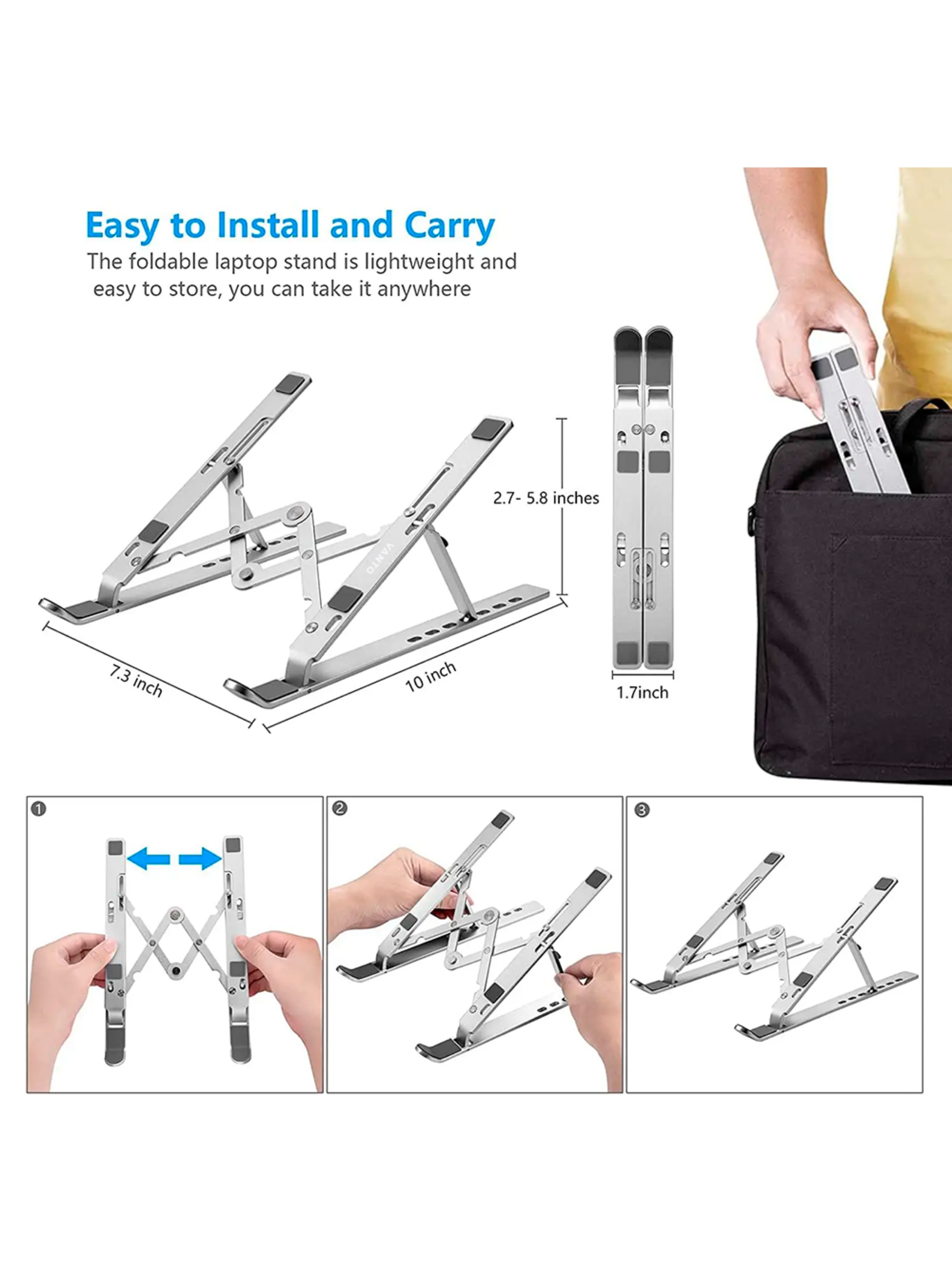 Soporte Base Alzador Acero De Macbook Air Notebook Vanto, X10-4