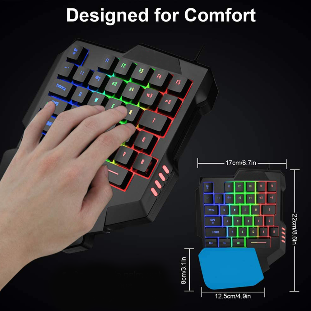 Teclado Gamer G280 de una mano, 35 teclas de membrana, Retroiluminado-3