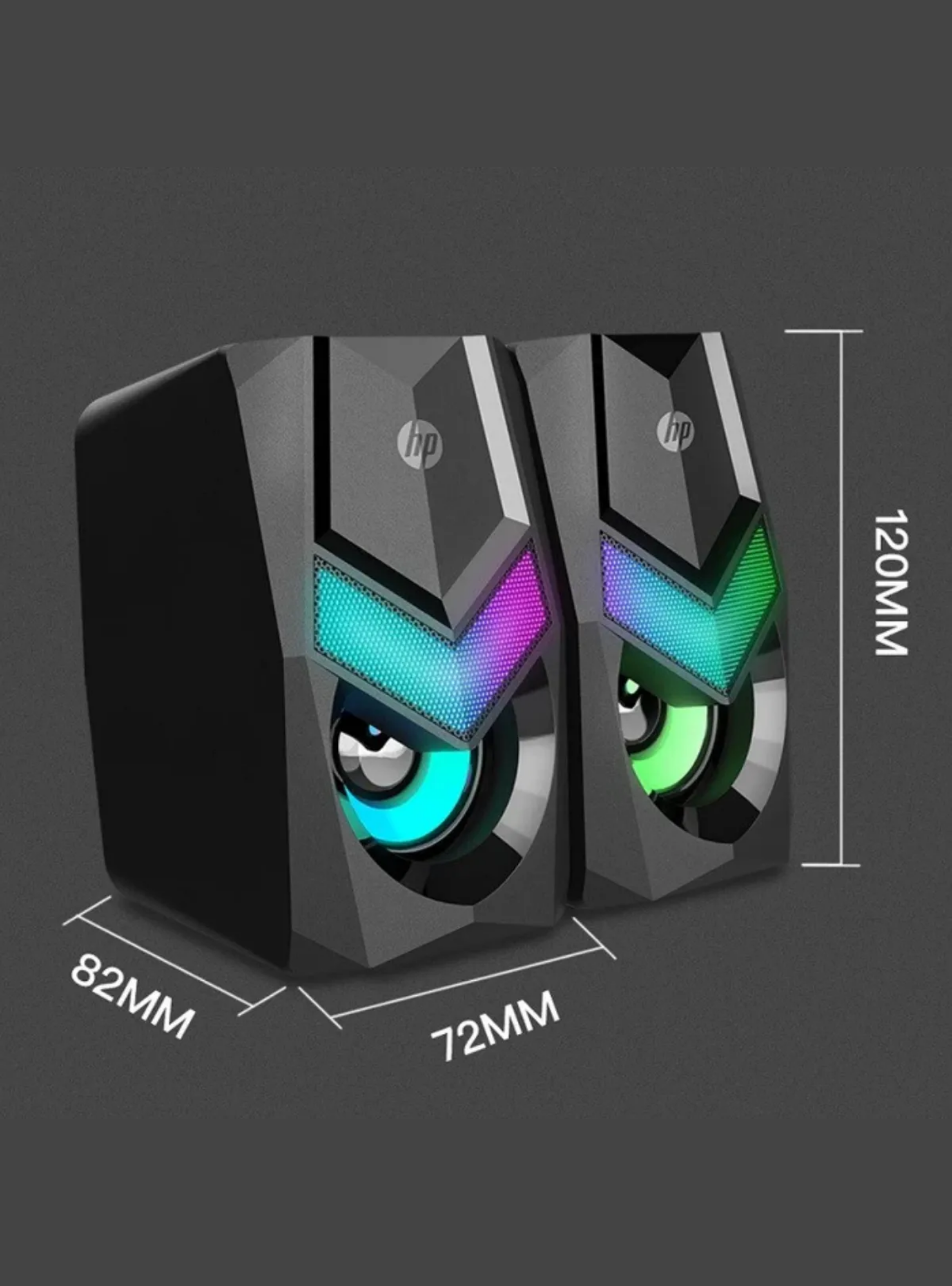 Parlantes Gamer HP DHE-6000, RGB, 6W RGB, USB/jack 3.5mm-2