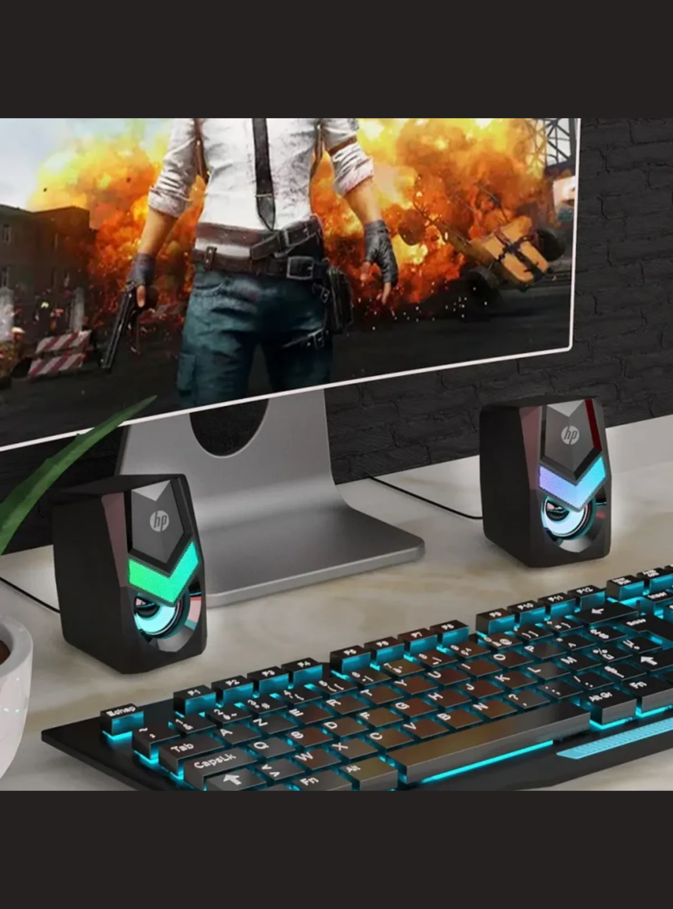 Parlantes Gamer HP DHE-6000, RGB, 6W RGB, USB/jack 3.5mm-3