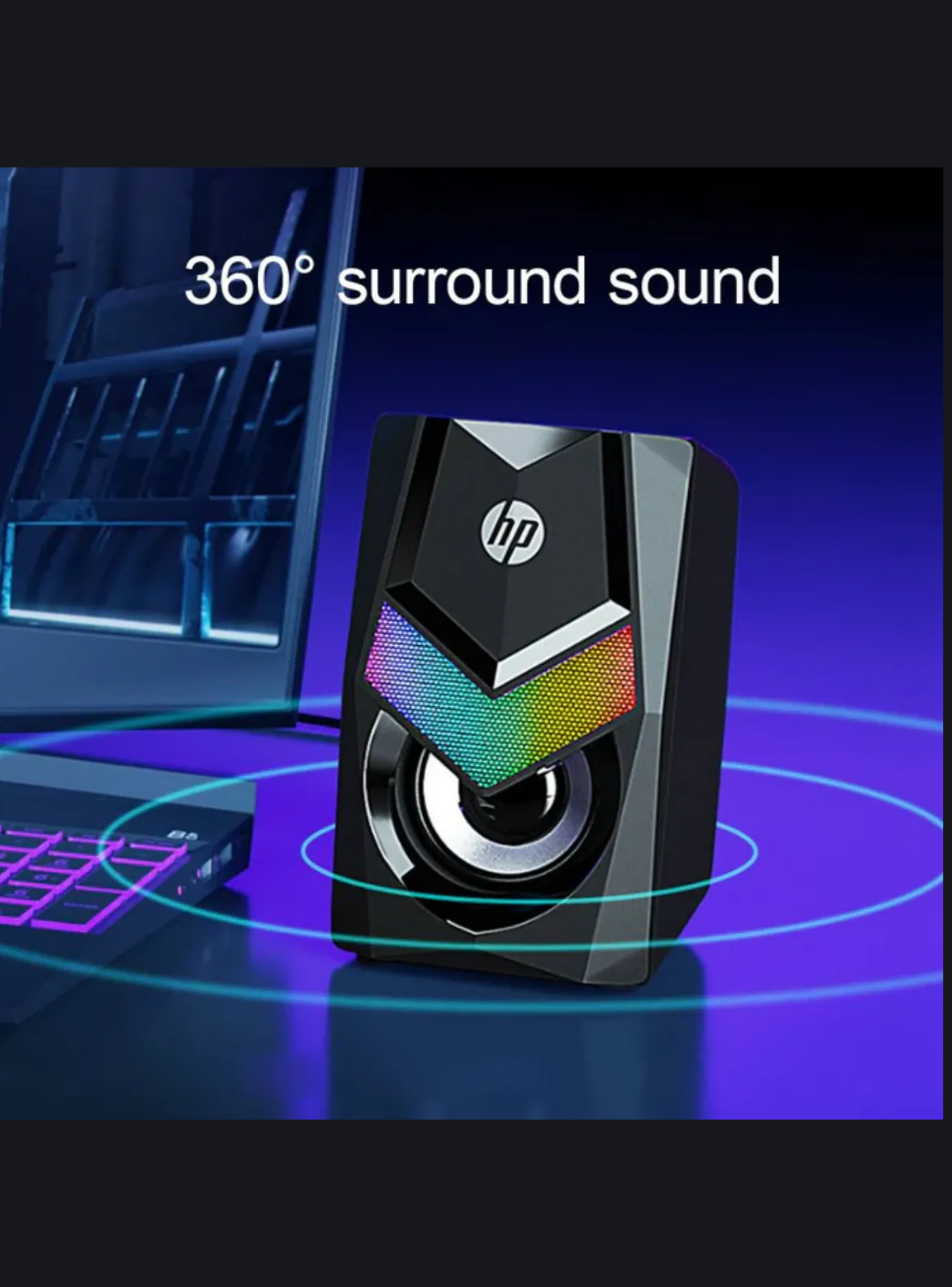 Parlantes Gamer HP DHE-6000, RGB, 6W RGB, USB/jack 3.5mm-4