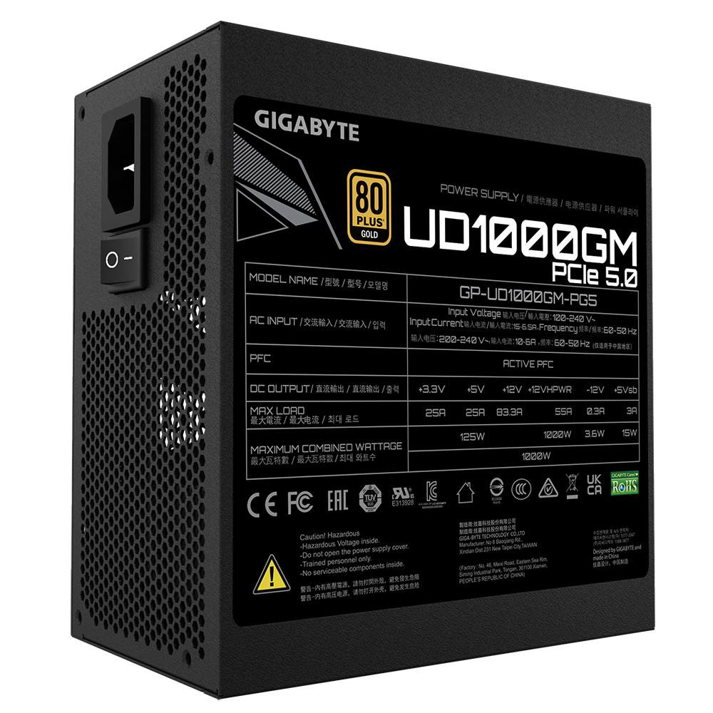 Fuente de Poder 1000W Gigabyte GP-UD1000GM PG5, 80 PLUS Gold, Full Modular-3