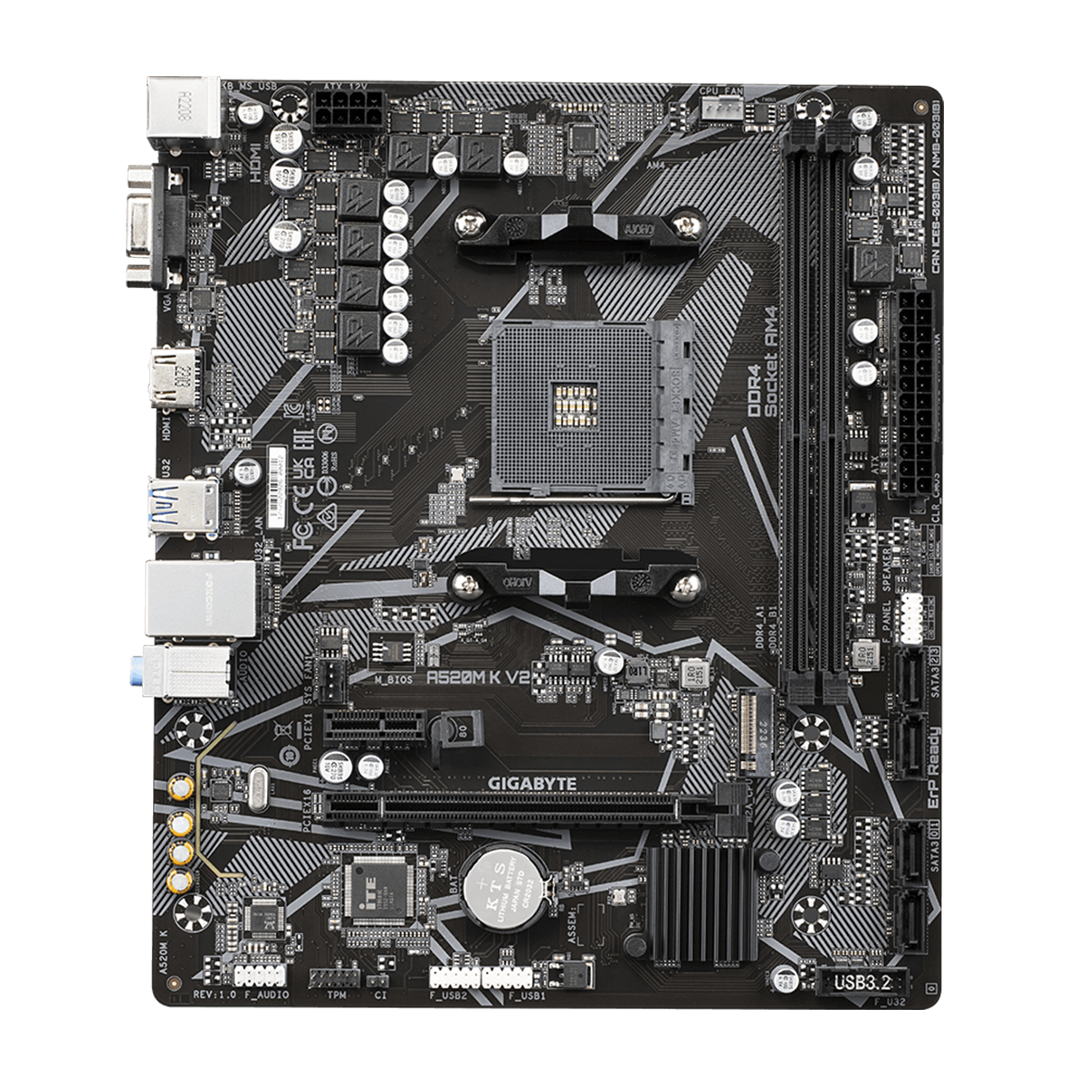 Placa Madre Gigabyte A520M K V2, AM4, DDR4, M.2, microATX-3