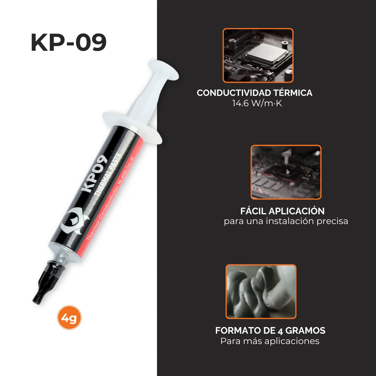 Pasta térmica kronos KP-09 4g Alta Conductividad 14,6 W-2