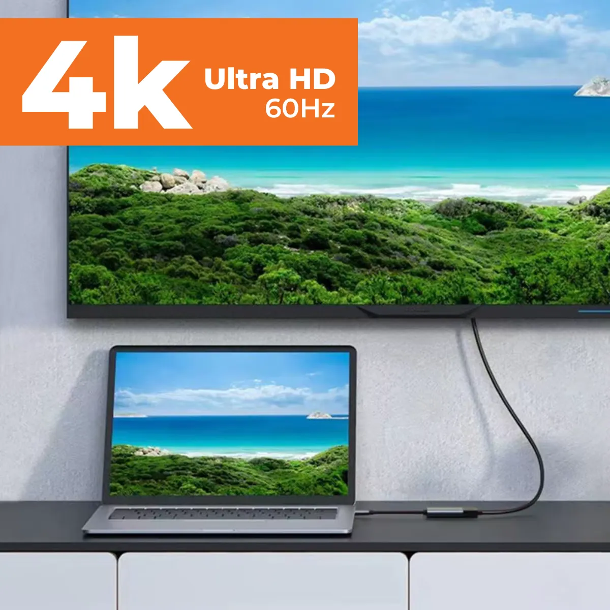 Hub Adaptador USB Tipo C a 1 HDMI 4K UltraHD 60Hz 8cm Win/Mac-3