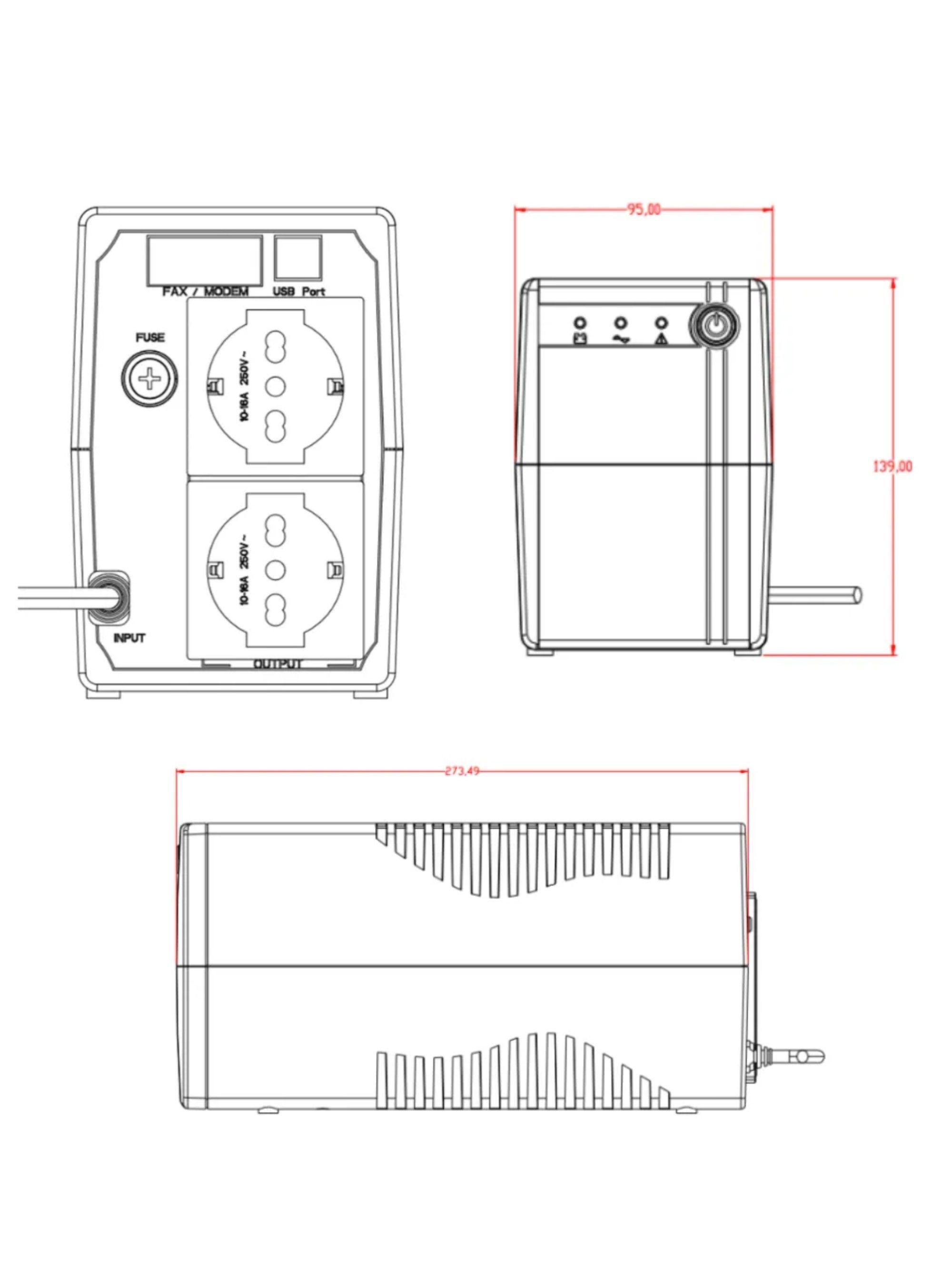 UPS HIKVISION DS-UPS1000 Interactiva 1000VA / 600W-2