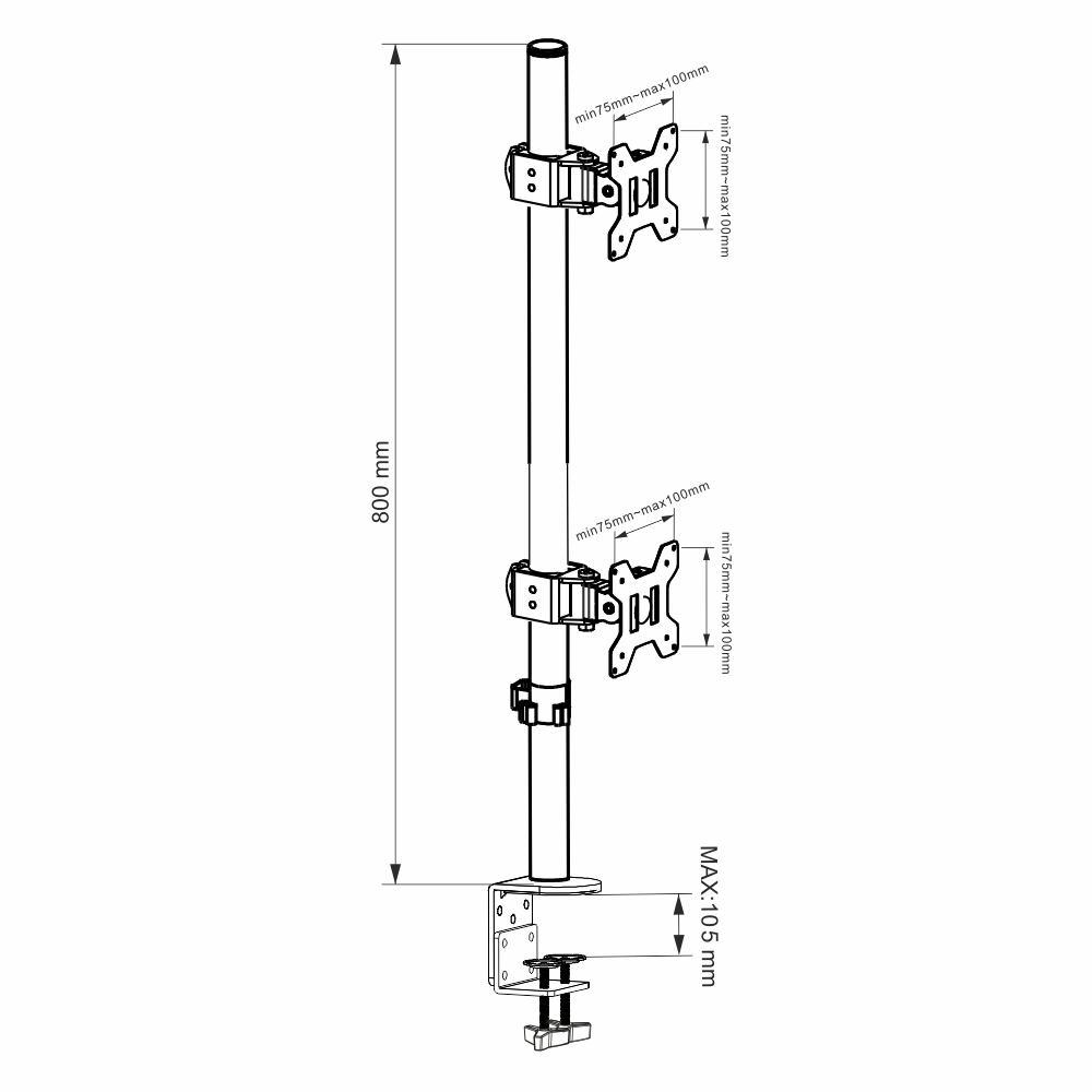 Soporte doble para 2 Monitor o TV Vertical para Escritorio, pantallas de 13″ a 27″-7