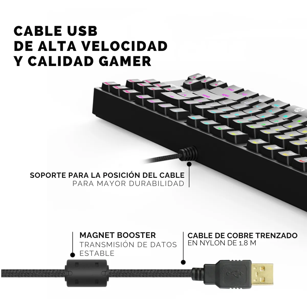 Teclado Gamer Mecánico Fantech Optilite MK872 Black Óptico RGB-2