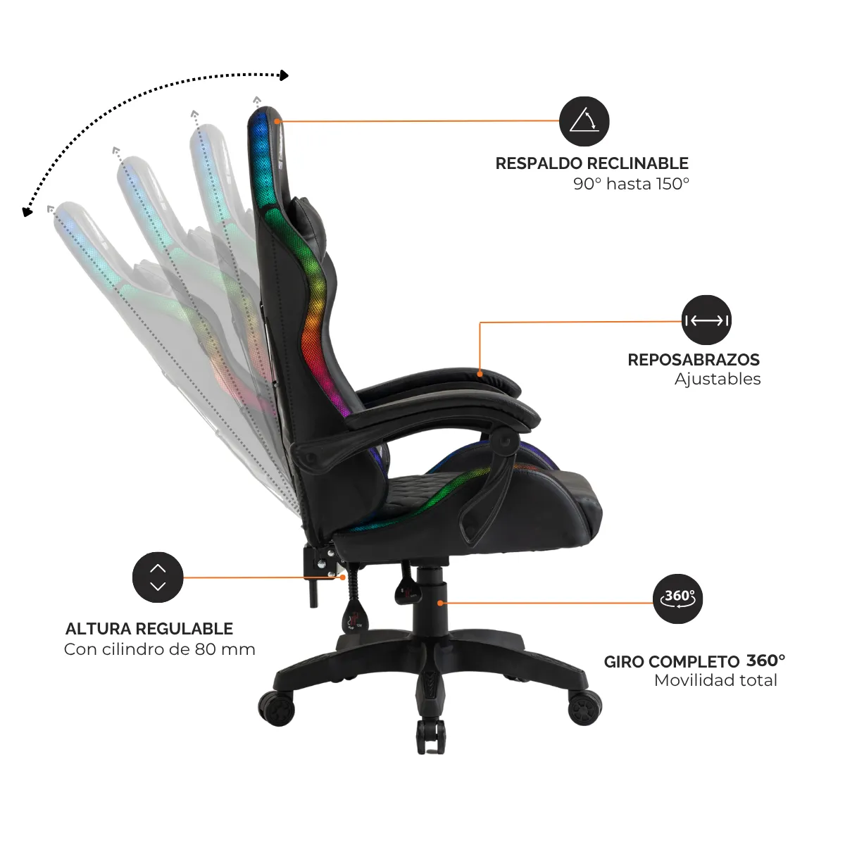 Silla de escritorio Ultimate Griffin Gamer – RGB-5