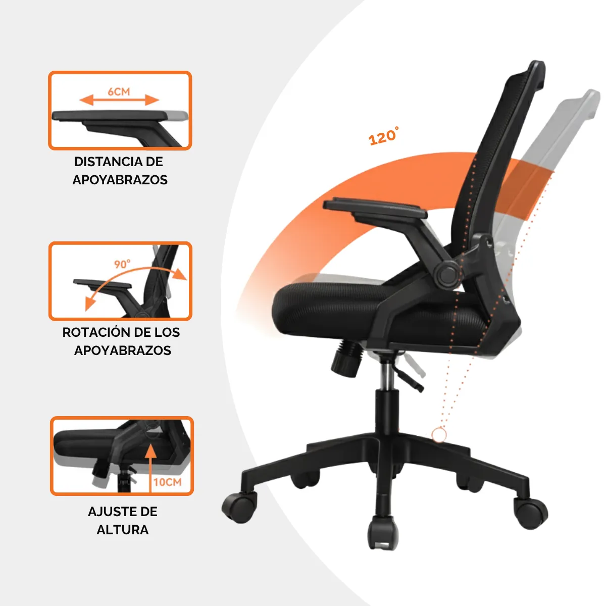 Silla de Oficina Vanto Element Ergonómica Soporte Lumbar NG-3