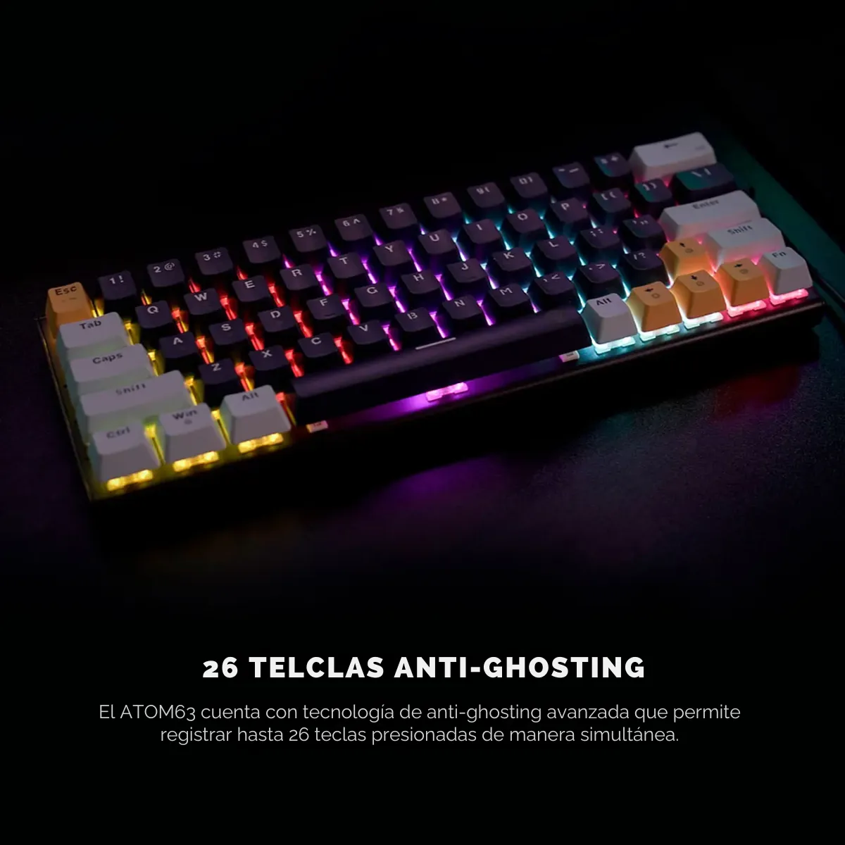 Teclado Gamer Mecánico Fantech Mk874V2 Atom63 Mizu Skyblue Switch Blue-2