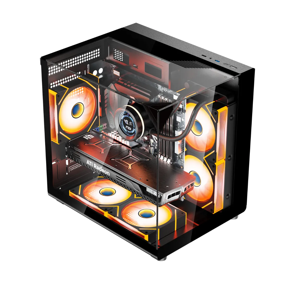 Gabinete Kronos Onyx, MATX, Vidrio Templado USB 3.0 3Fan ARGB-2